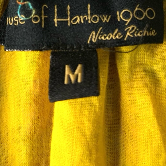 House of Harlow 1960 Medium V-Neck Mustard Floral Tiered Boho Lined Maxi Dress - Picture 2 of 4